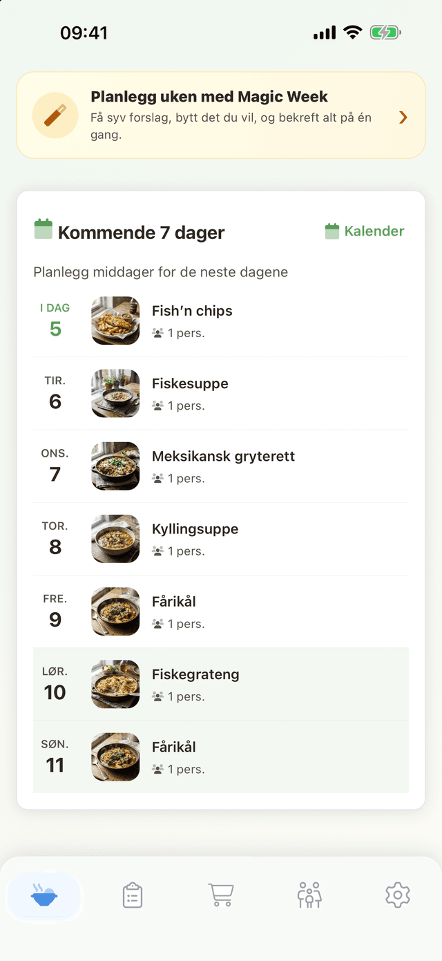 Middagsplan-appen: de kommende sju dagene, fylt av Magic Week